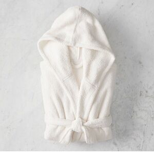New Pottery Barn Super Soft Coziest Sherpa Hooded Robe, XL, Ivory, Unisex